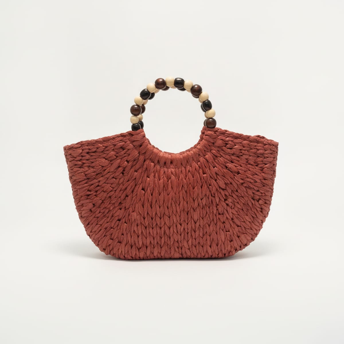 Borsa donna rigida manici palline legno - Arancio