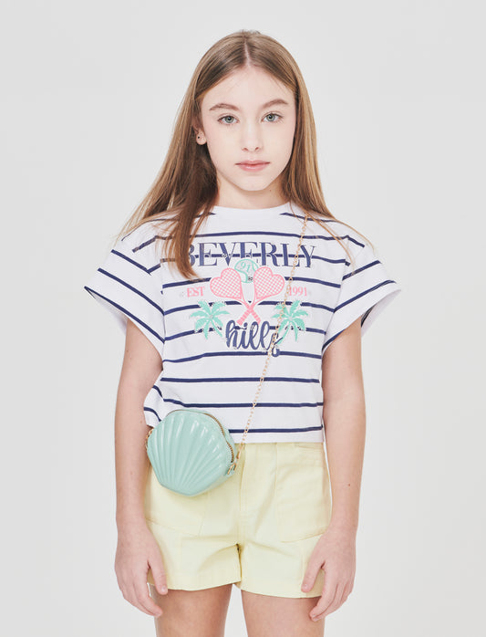 T-shirt rigata cropped per bambina - Righe