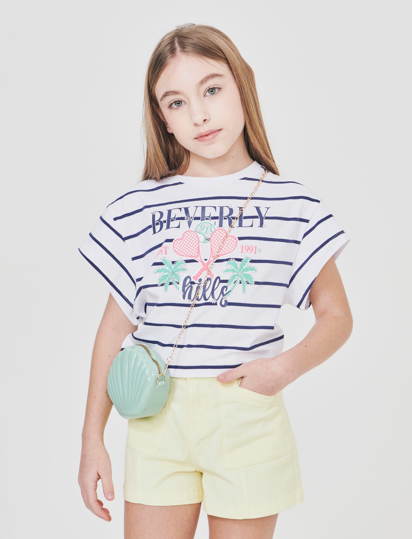 T-shirt rigata cropped per bambina - Righe