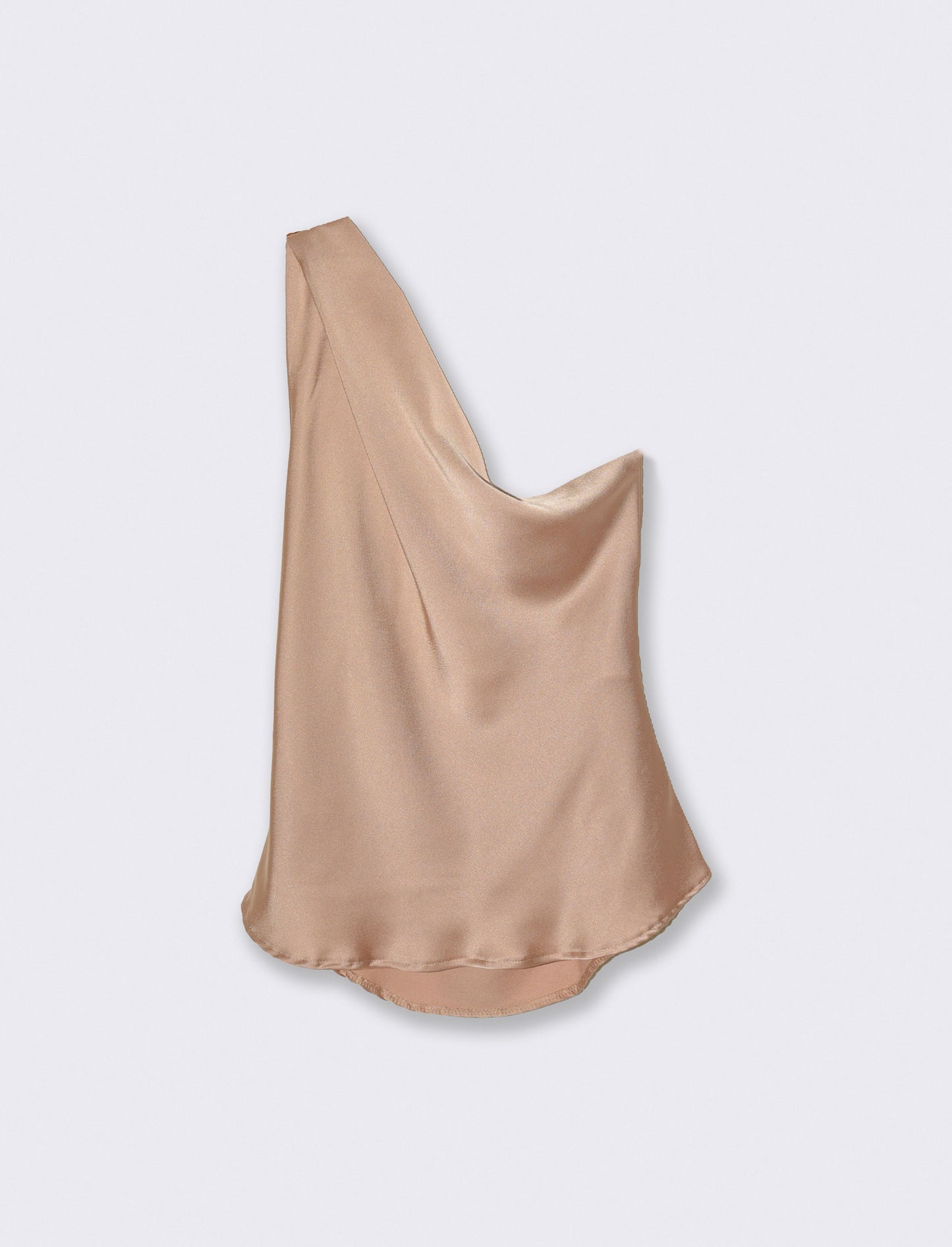 Top raso monospalla con accessorio - Beige champagne