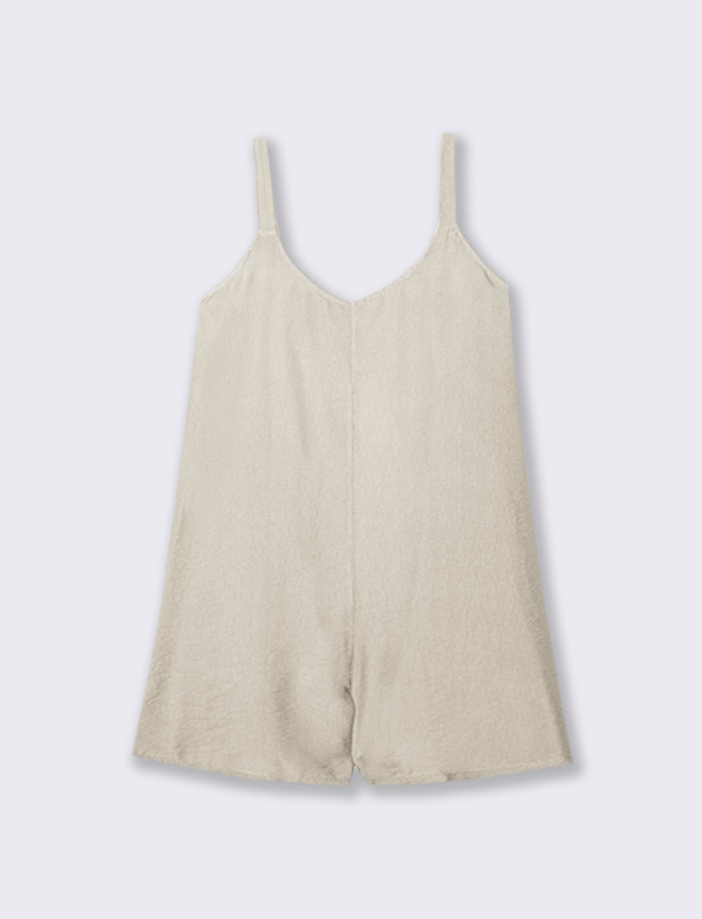 Tuta corta in viscosa effetto lino - Beige