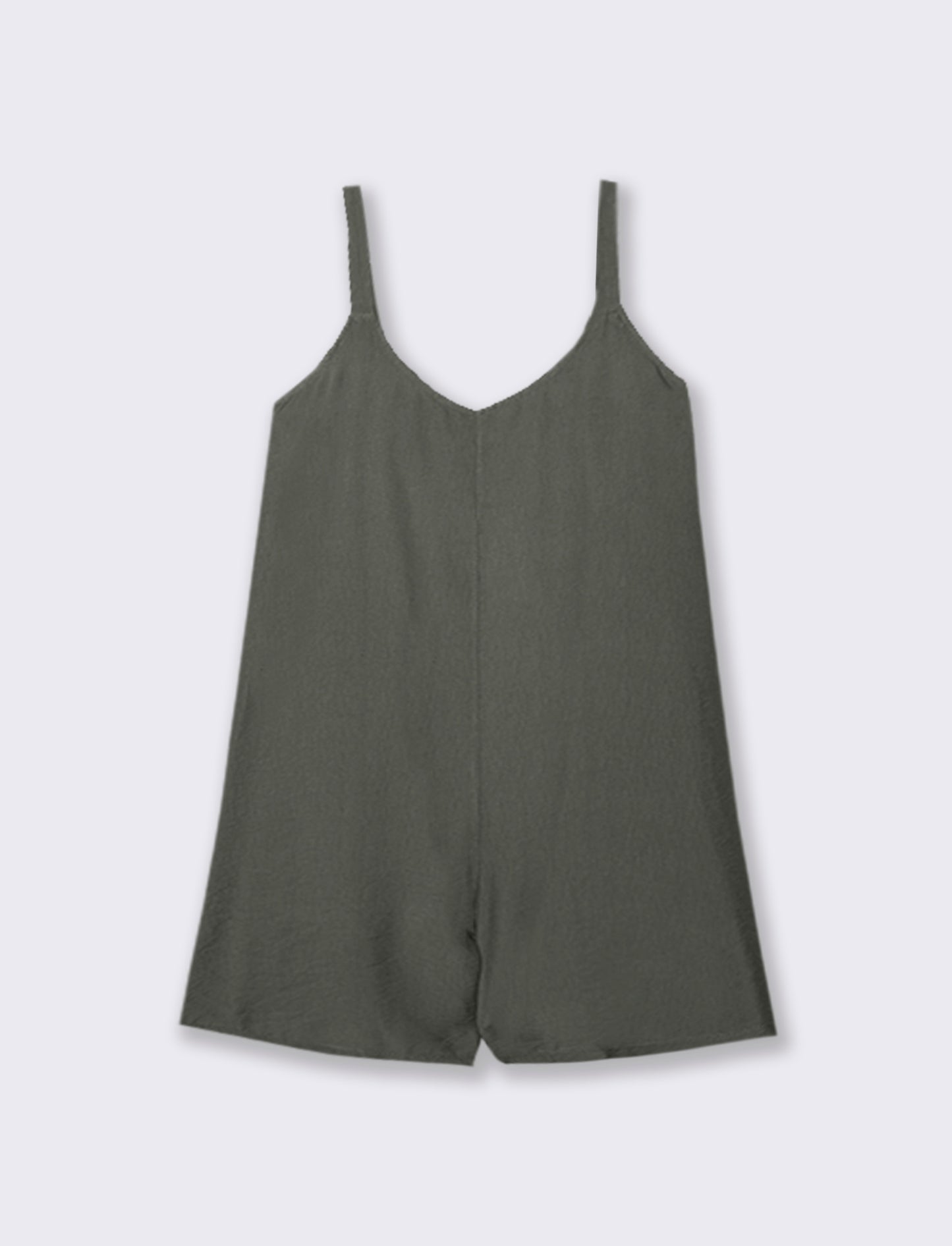 Tuta corta in viscosa effetto lino - Verde militare