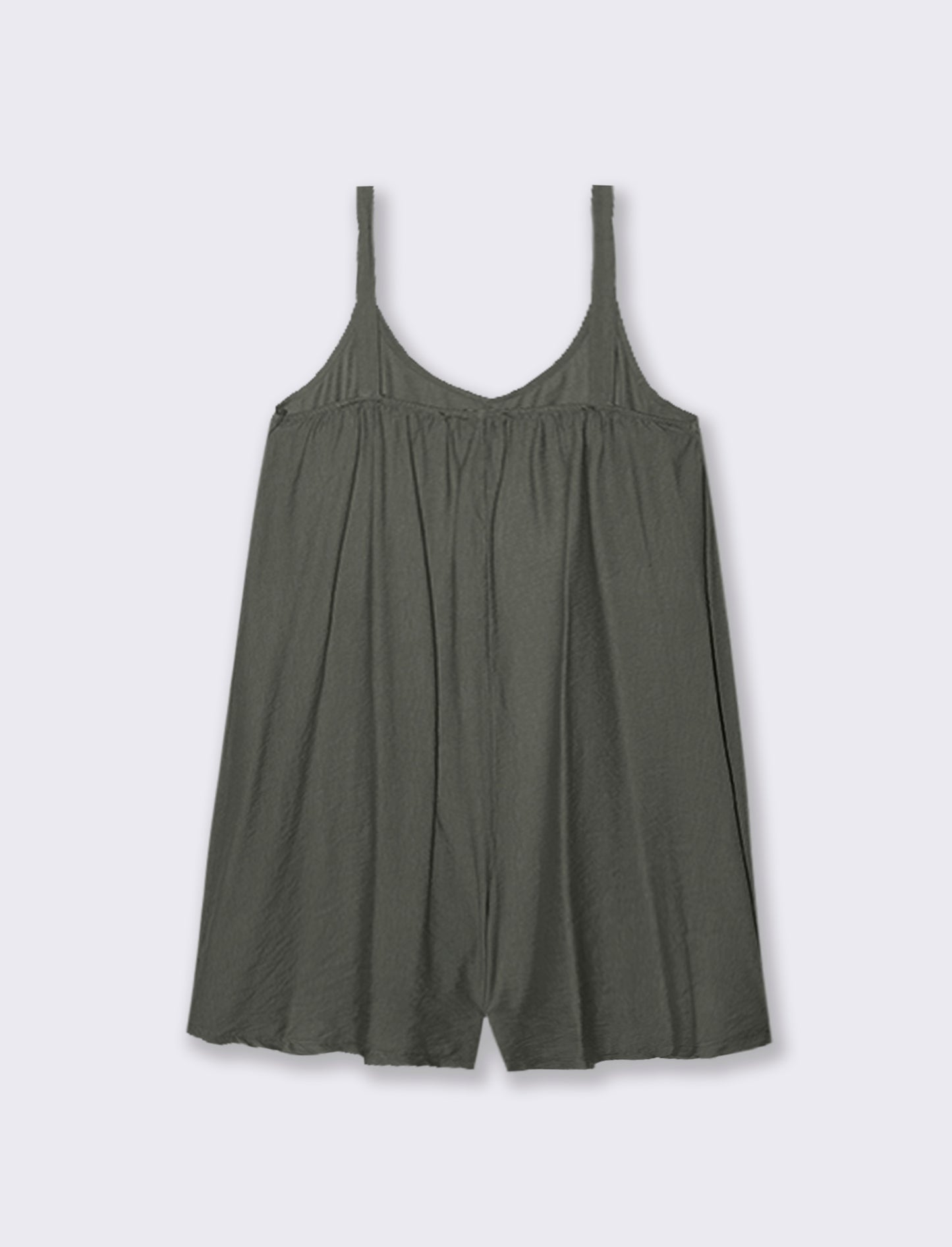 Tuta corta in viscosa effetto lino - Verde militare