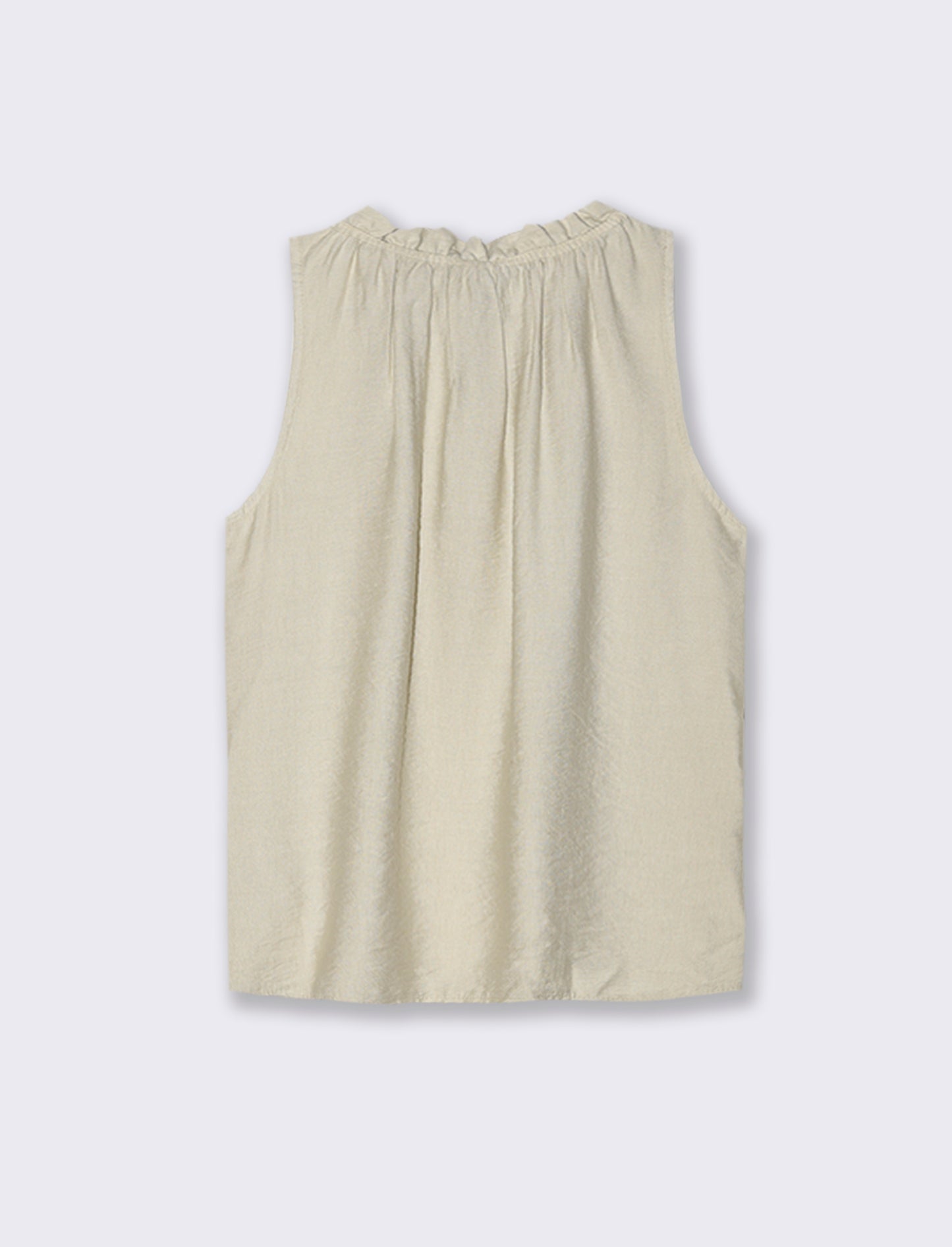 Top in cotone lavato con arriccio sul collo - Beige