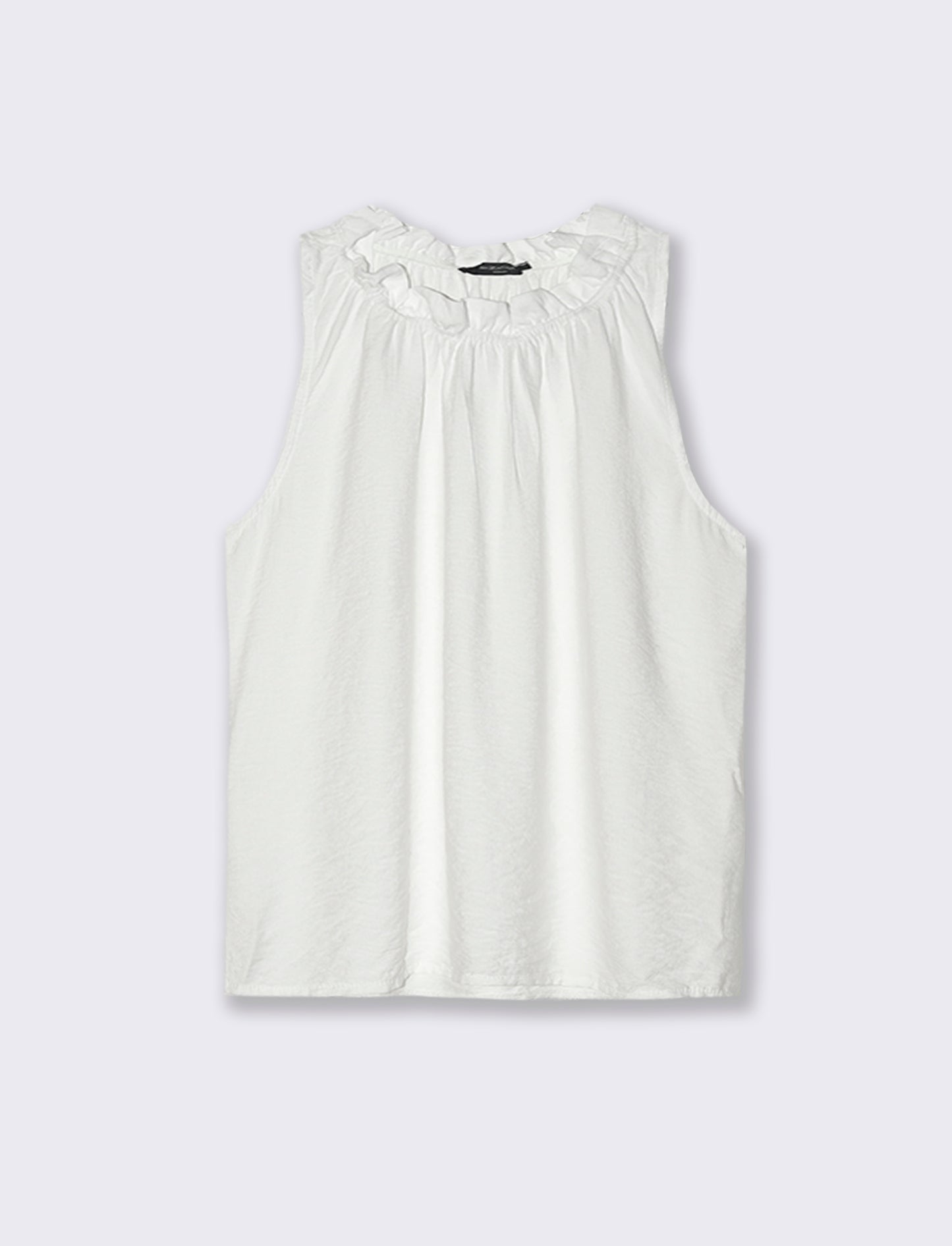 Top in cotone lavato con arriccio sul collo - Bianco