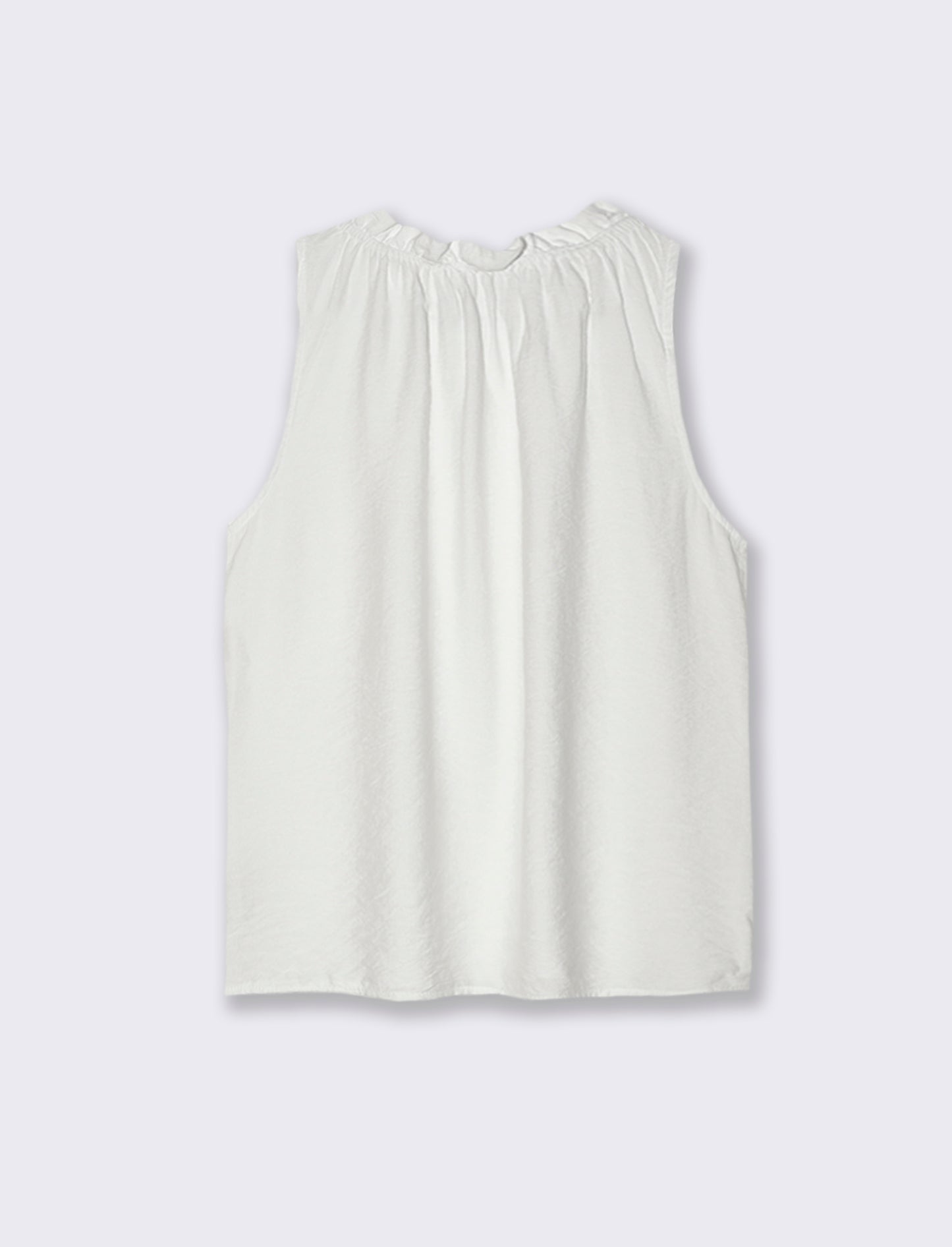 Top in cotone lavato con arriccio sul collo - Bianco