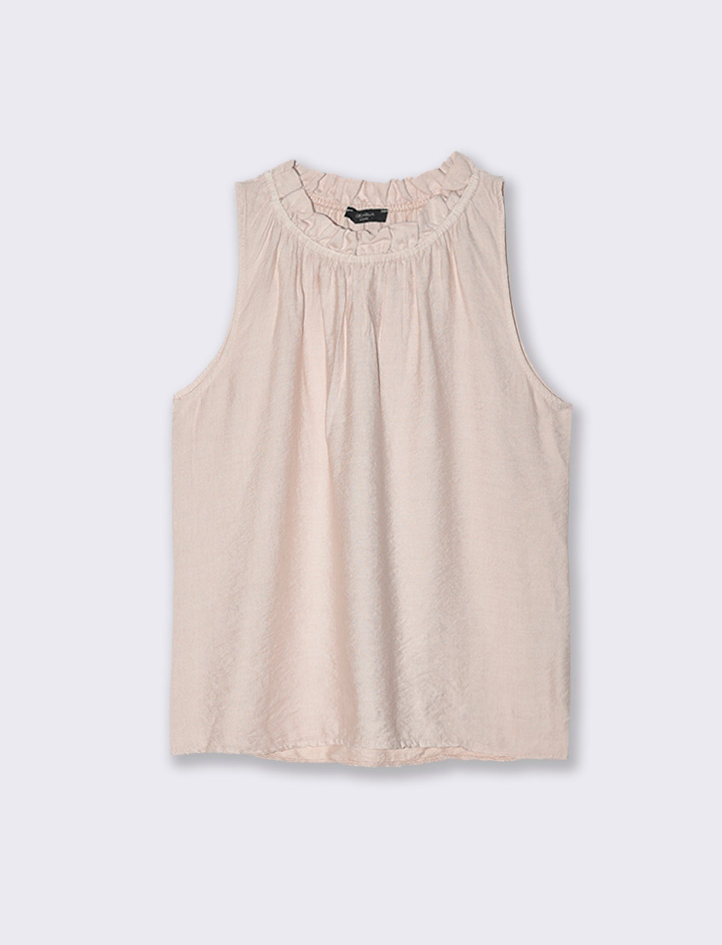 Top in cotone lavato con arriccio sul collo - Rosa