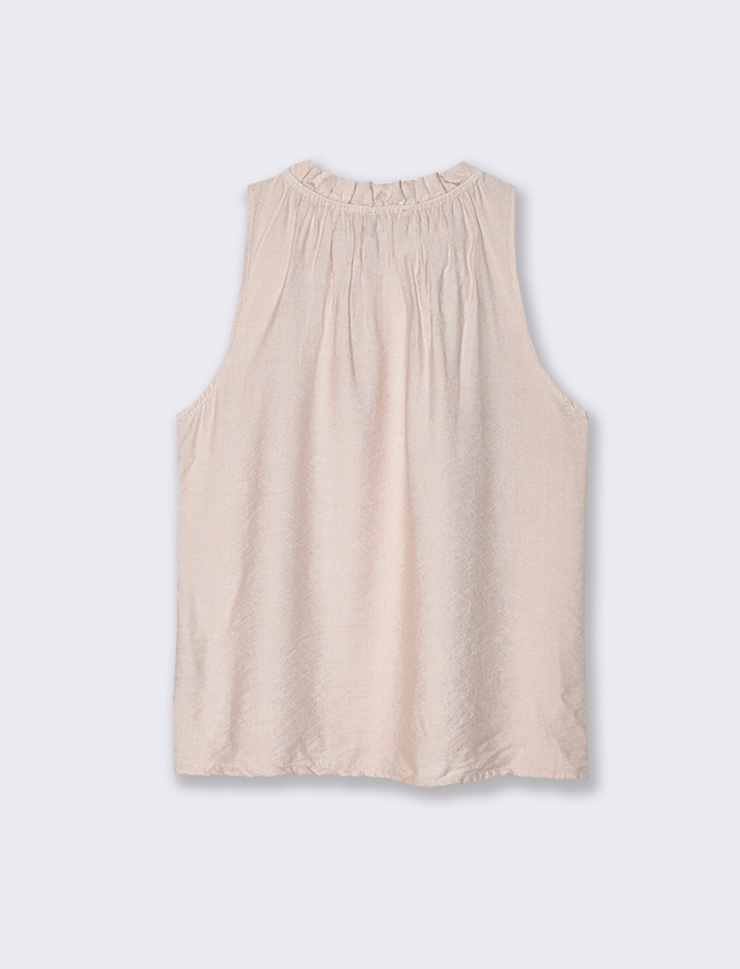 Top in cotone lavato con arriccio sul collo - Rosa