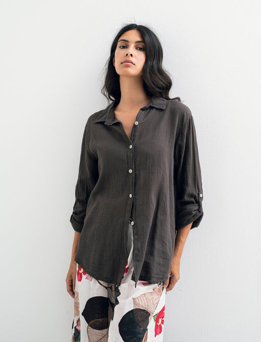 CAMICIA LUNGA IN COTONE - Moro