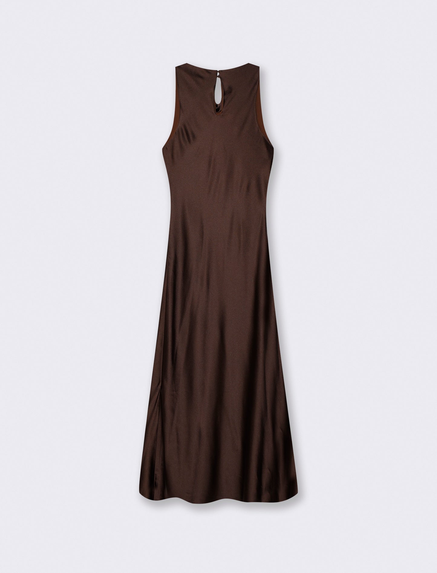 Vestito lungo in sbieco senza maniche - Cacao