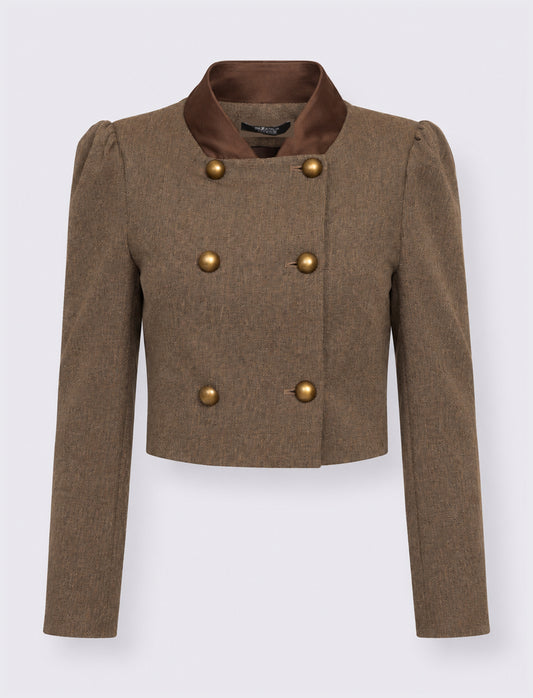 Cropped military jacket - Brown