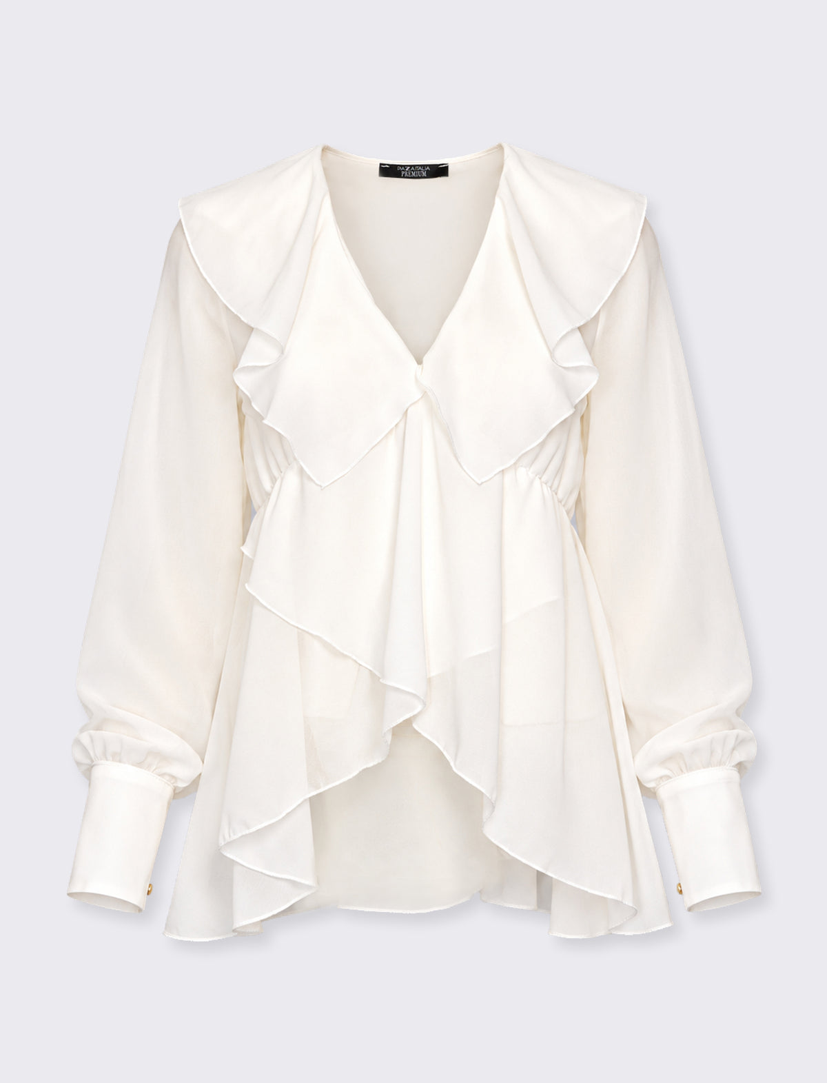 Blusa in georgette con rouches - Bianco latte
