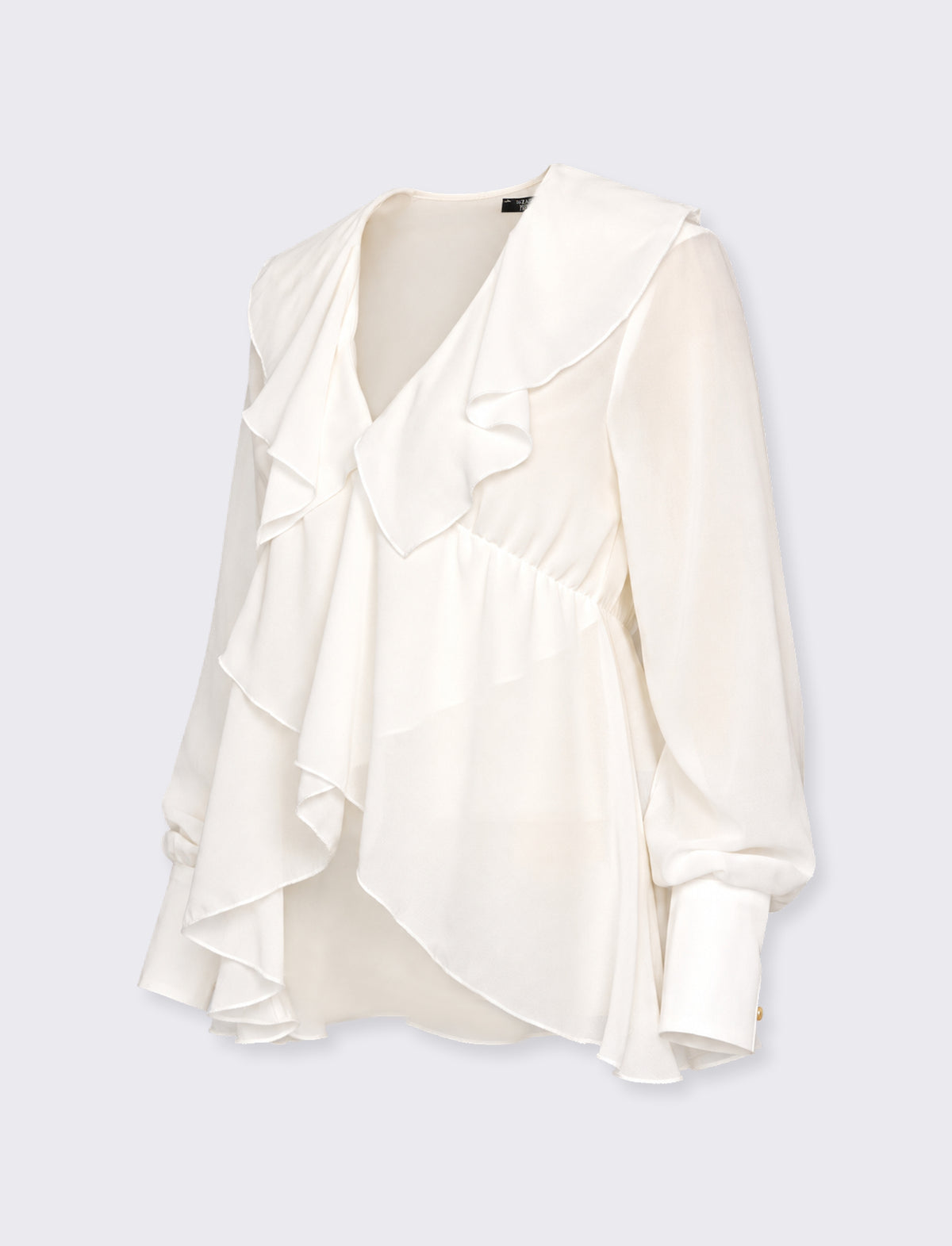 Blusa in georgette con rouches - Bianco latte