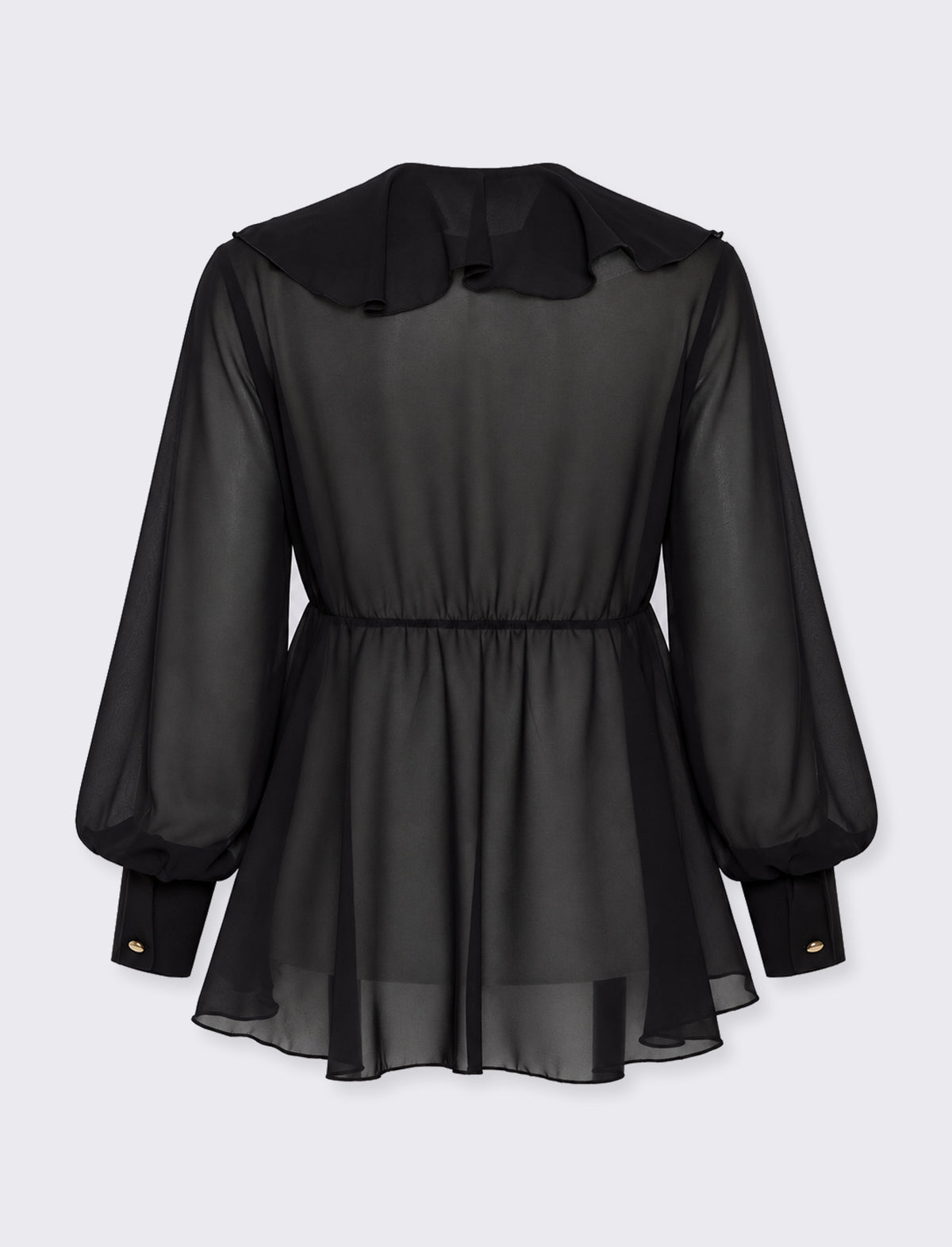 Blusa in georgette con rouches - Nero