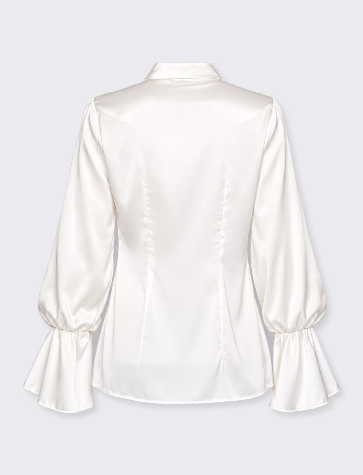 Camicia in satin con rouches - Bianco panna