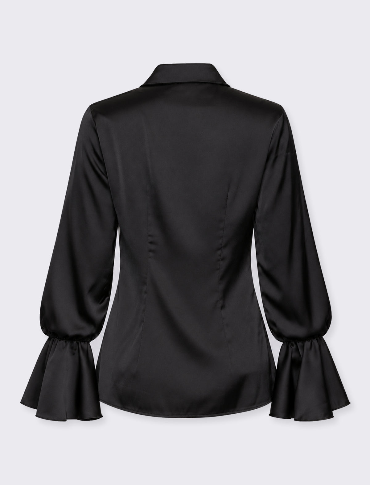 Camicia in satin con rouches - Nero