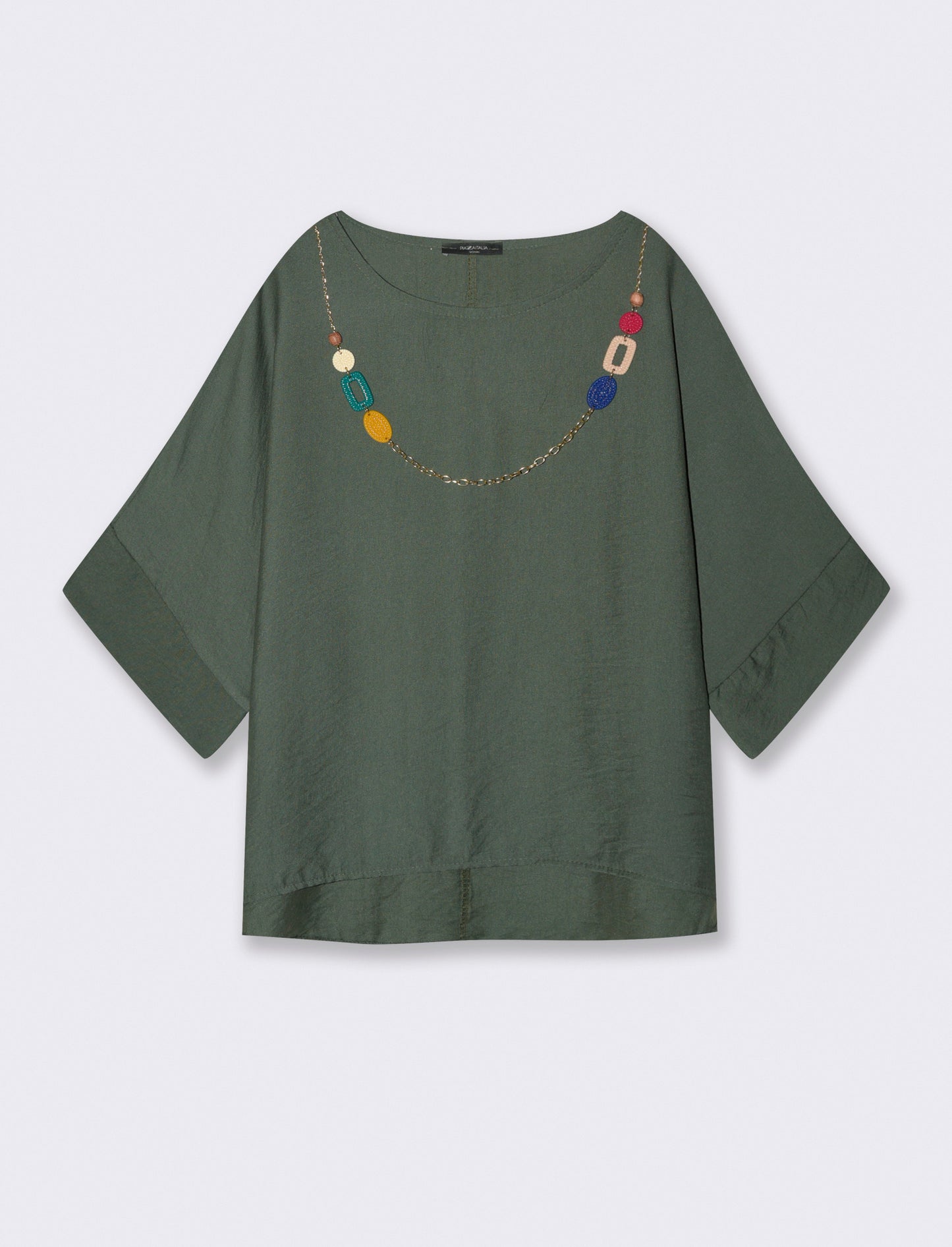 Casacca over con collana - Verde militare