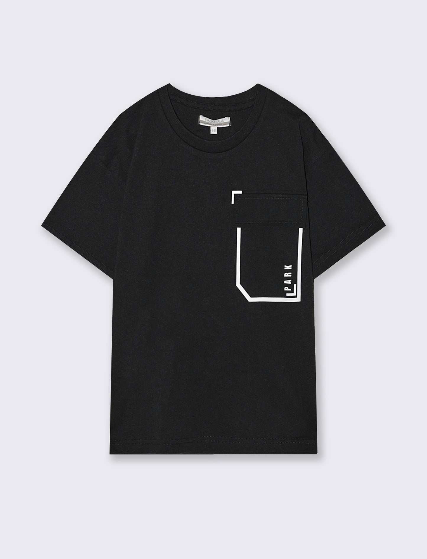 T-shirt in cotone con tasca e stampa - Nero