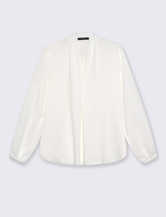 Blouse with V-neckline - White