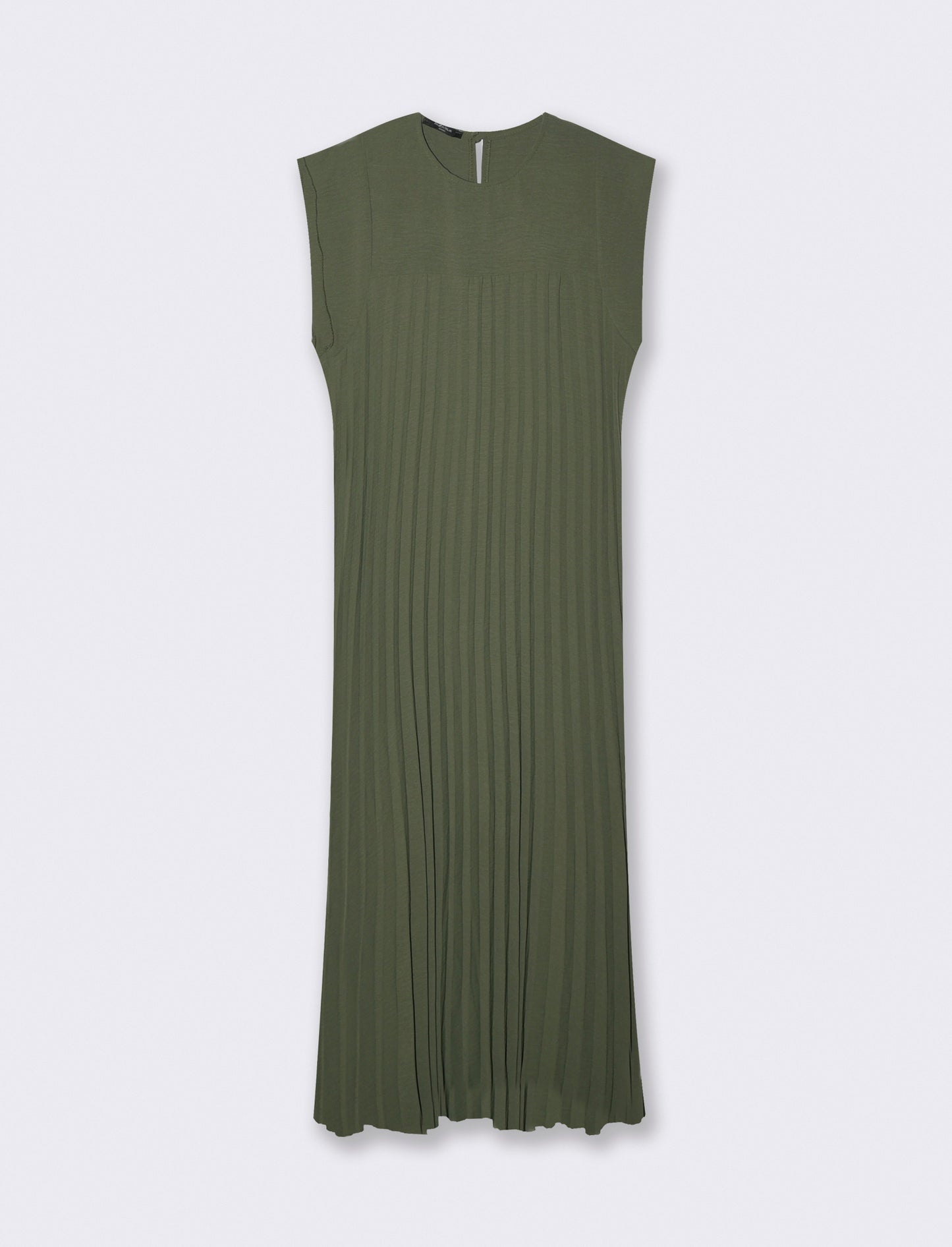 vestito lungo plisset giro manica - Verde militare