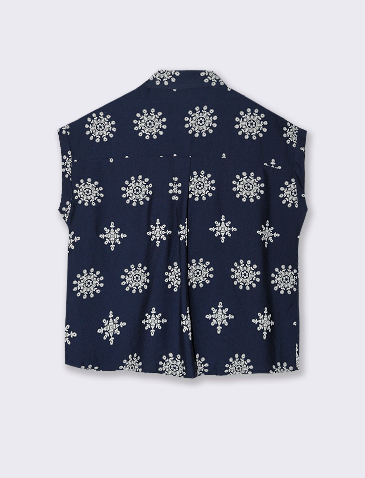 Camicia mezza manica tessuto ricamato - Blu