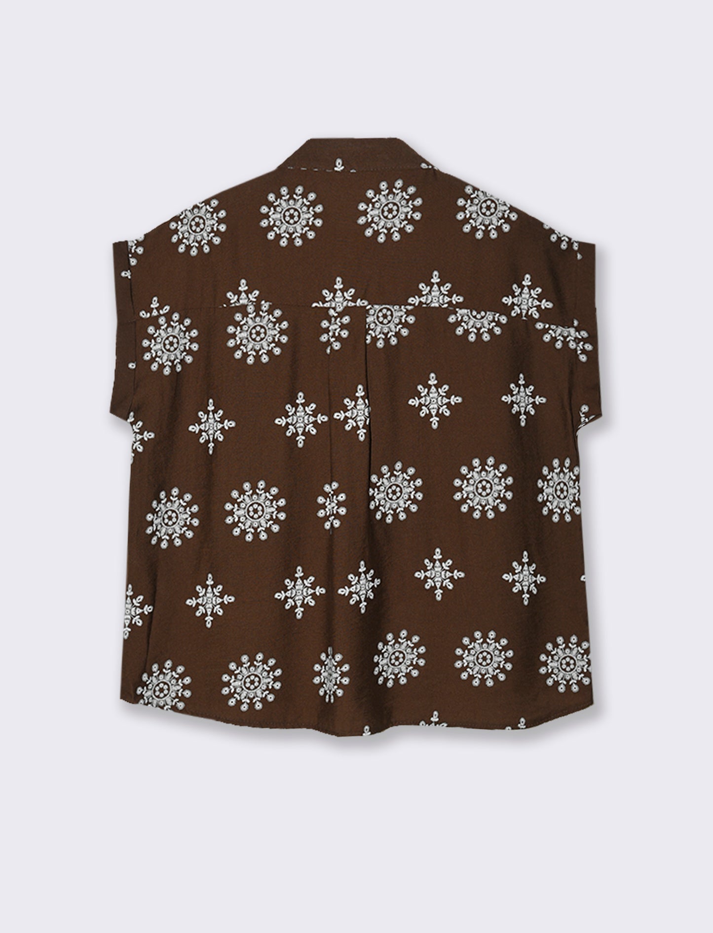 Camicia mezza manica tessuto ricamato - Moro