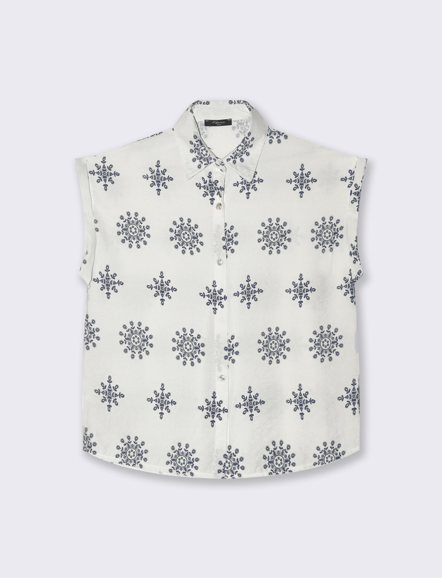 Camicia mezza manica tessuto ricamato - Bianco