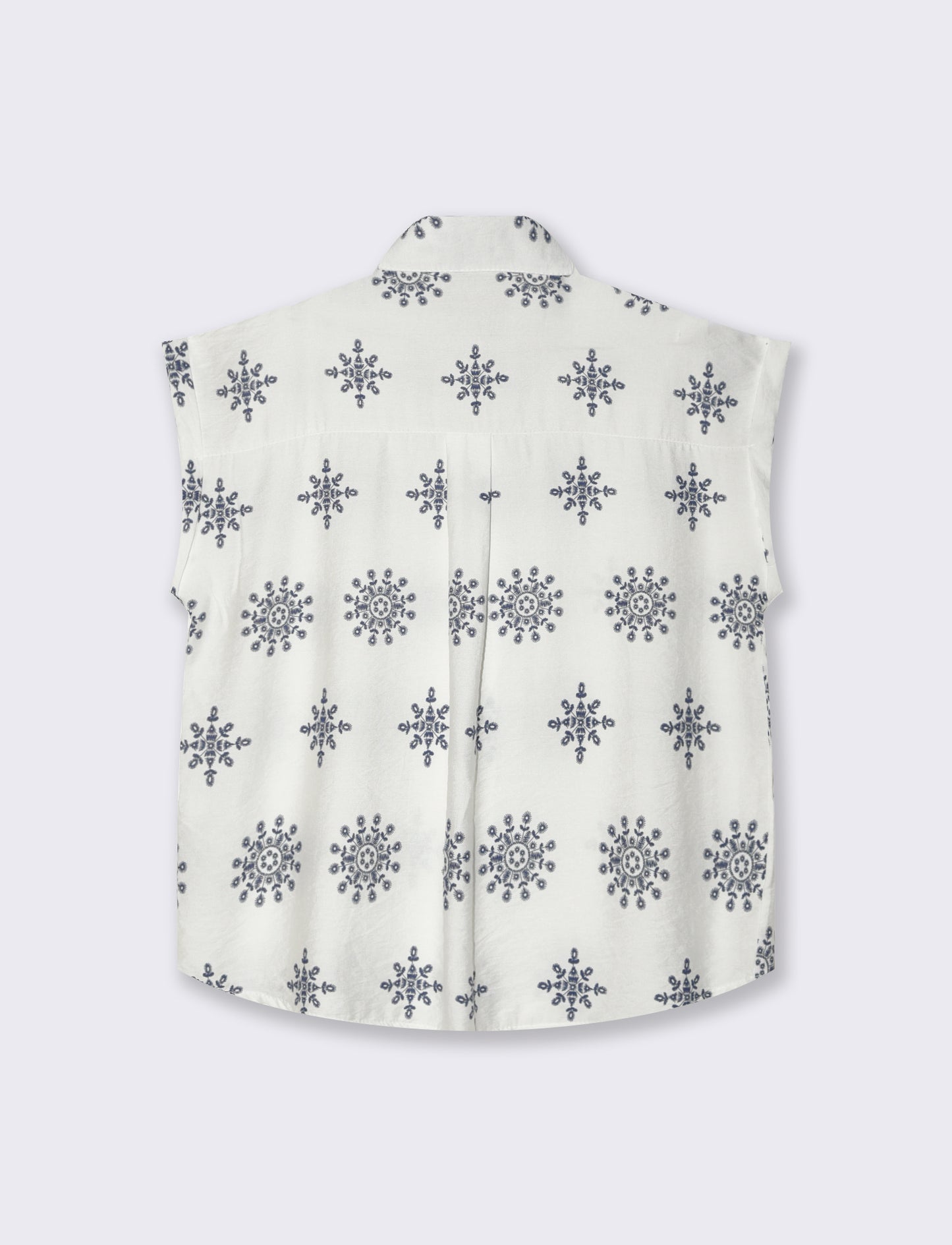 Camicia mezza manica tessuto ricamato - Bianco