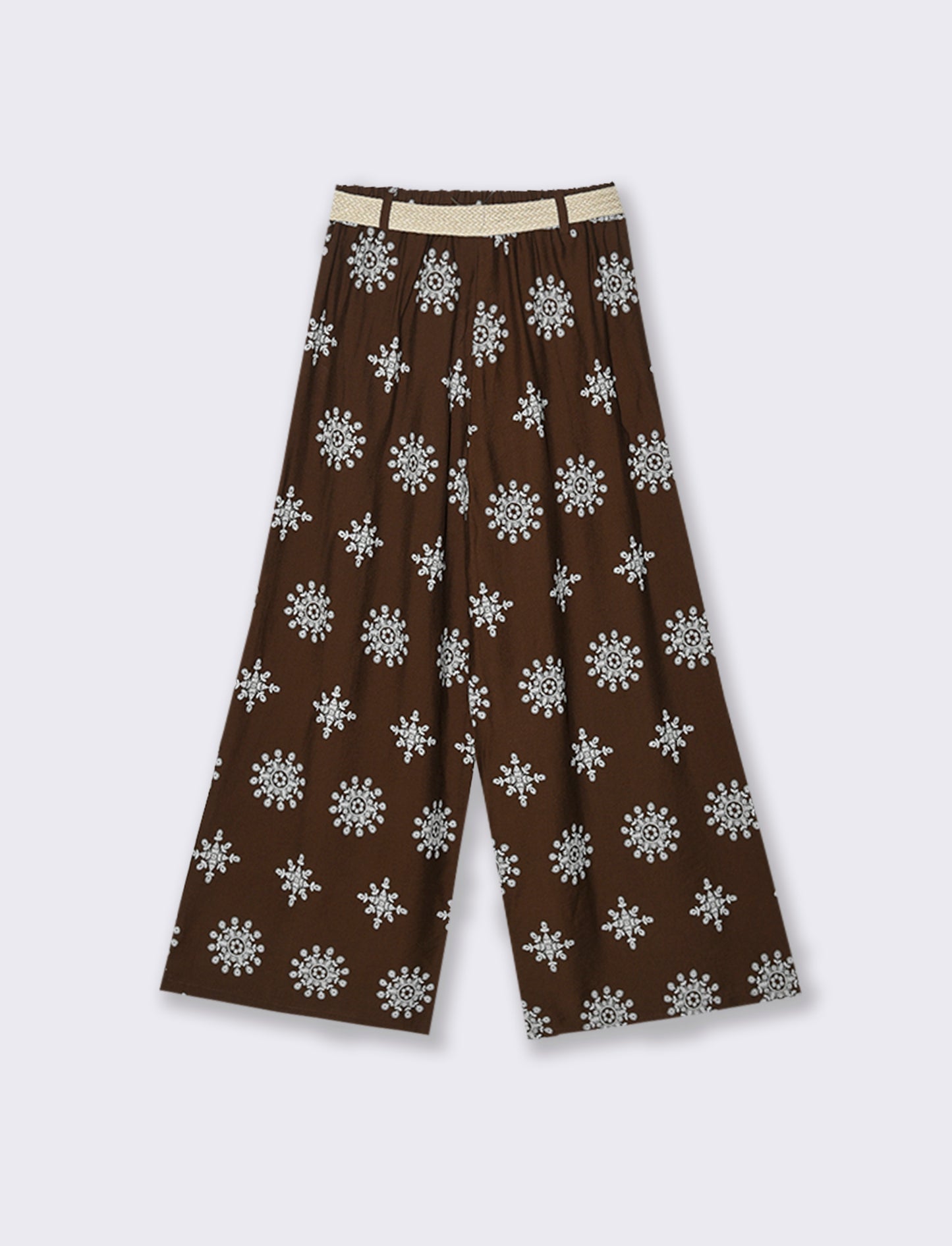 Pantalone palazzo stampato con cintura - Moro