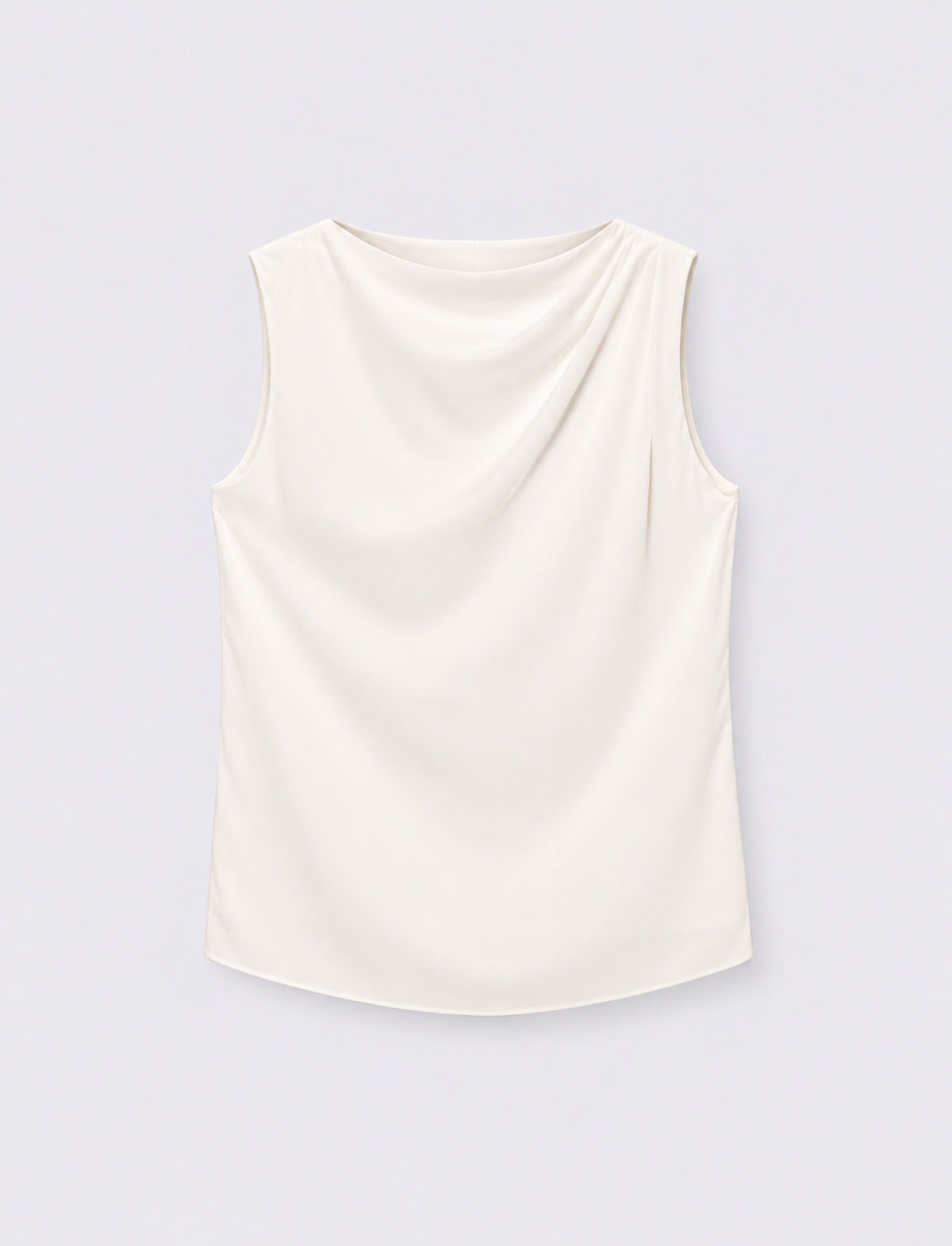 Top smanicato con scollo sciallato - Bianco panna