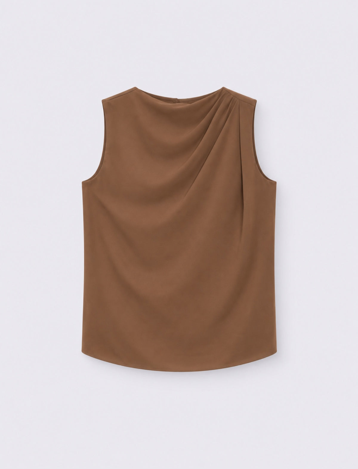 Top smanicato con scollo sciallato - Cacao