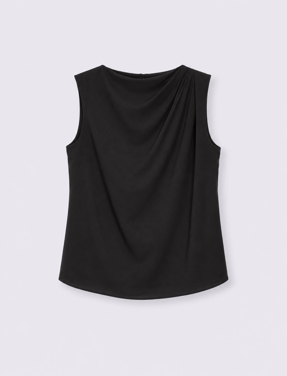 Top smanicato con scollo sciallato - Nero