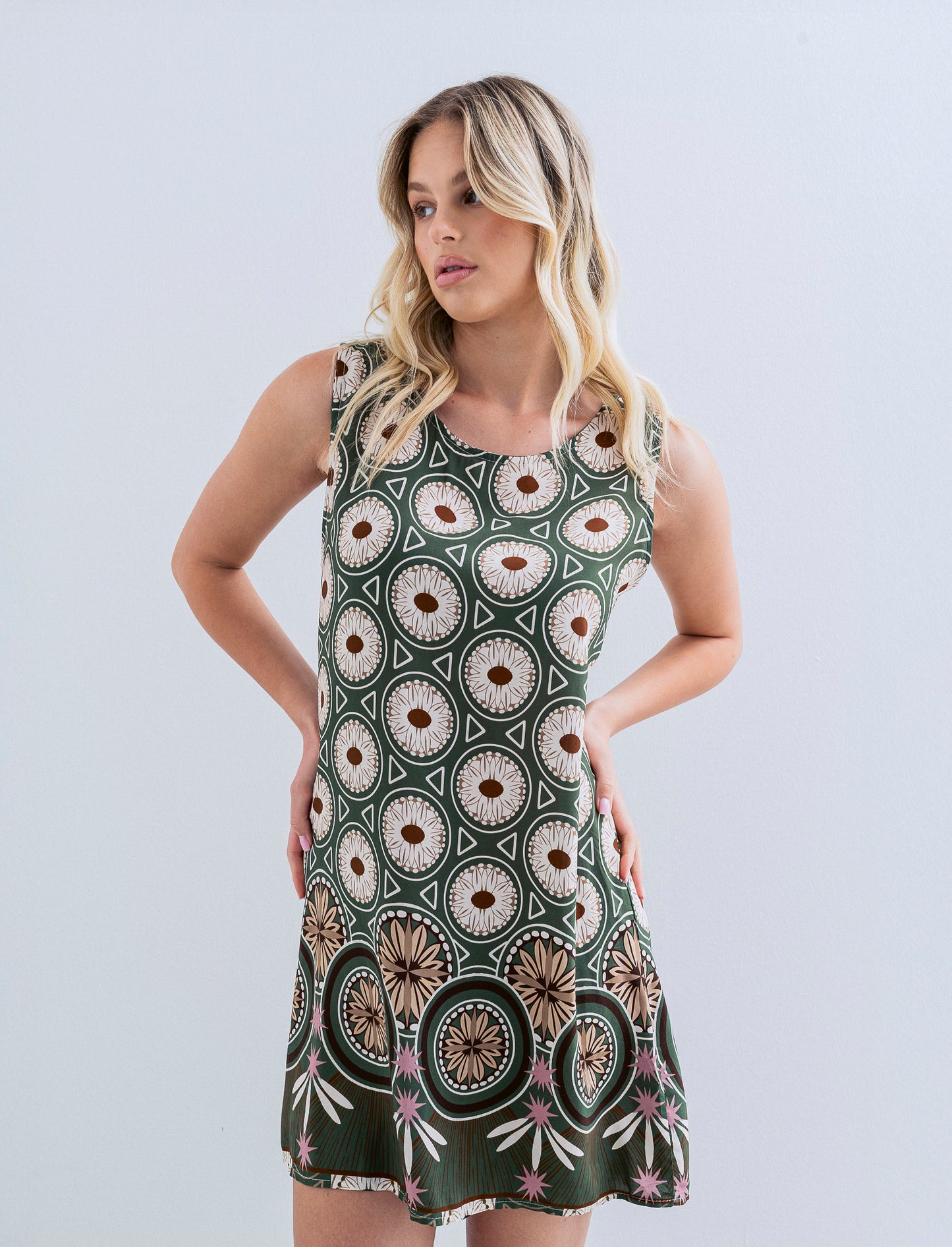 vestito in viscosa stampato - Verde