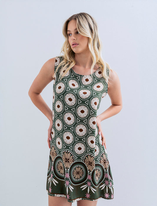 vestito in viscosa stampato - Verde