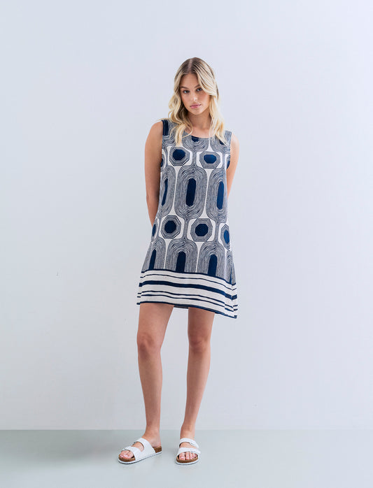 vestito in viscosa stampato - Blu