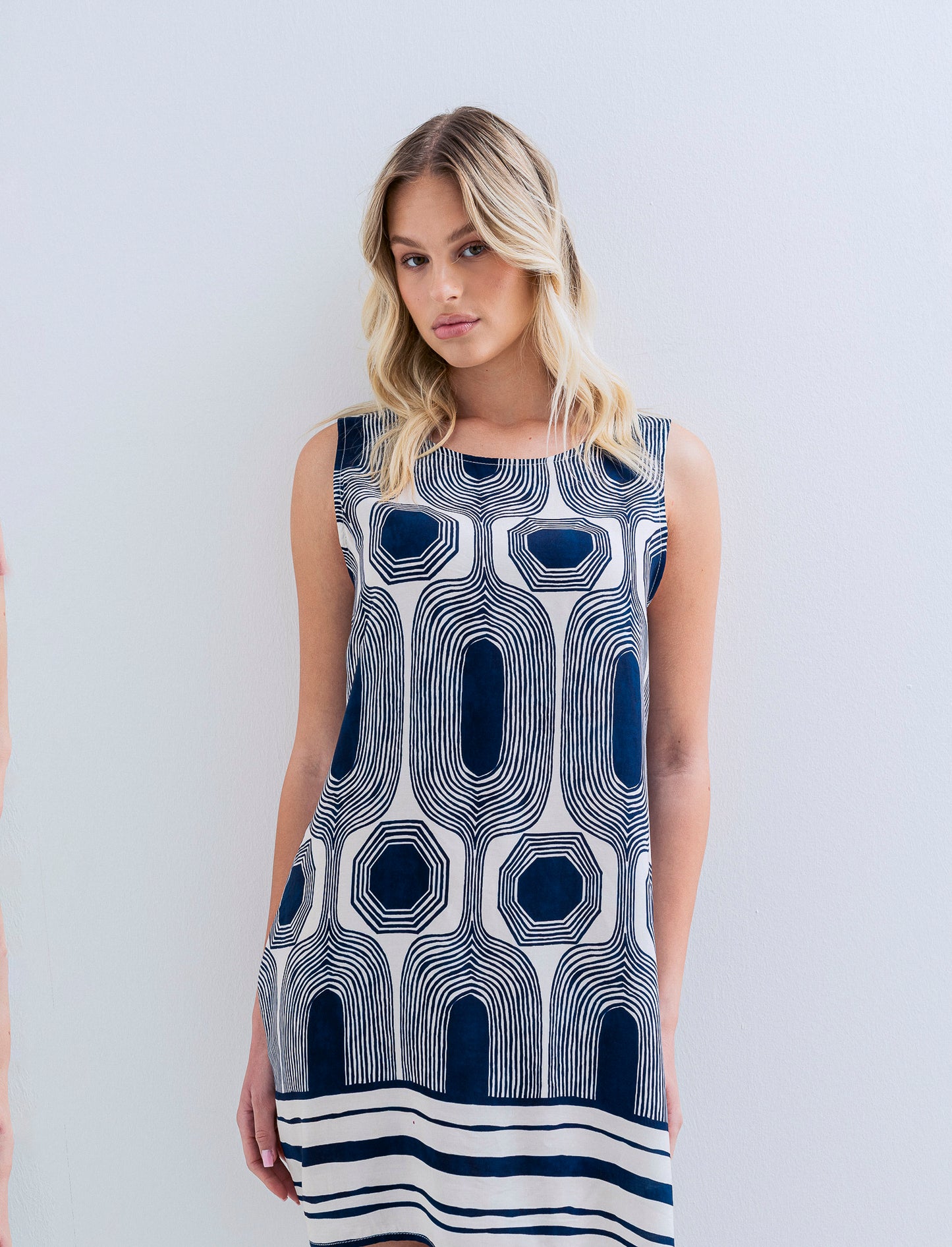 vestito in viscosa stampato - Blu