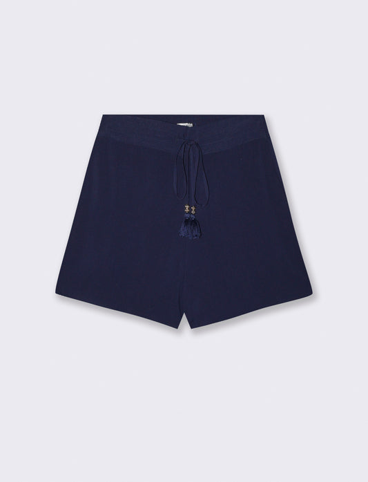 Short con elastico e coulisse in vita - Blu