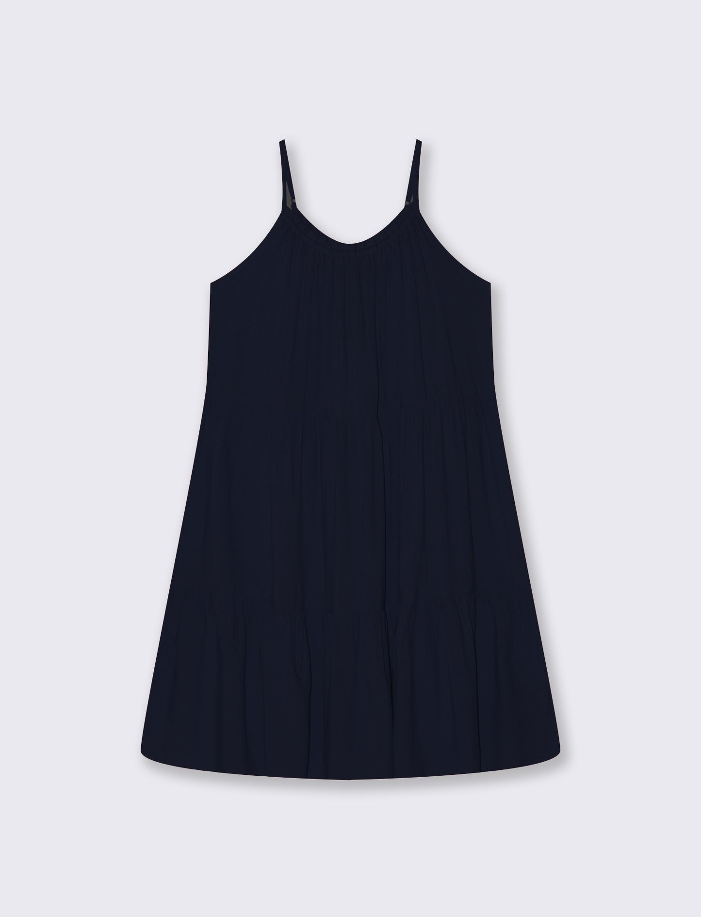Vestito corto con bretelle e balza - Blu