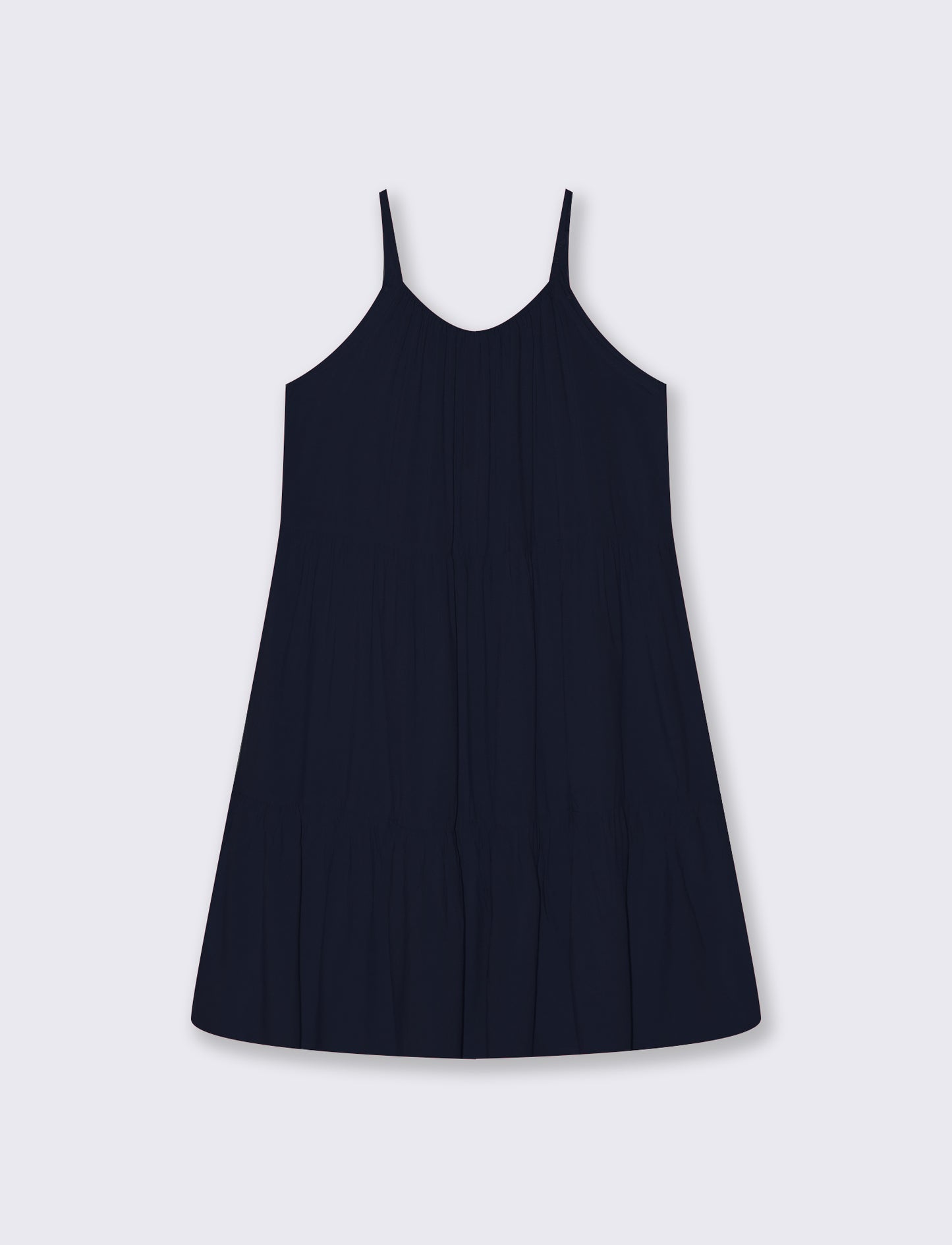 Vestito corto con bretelle e balza - Blu