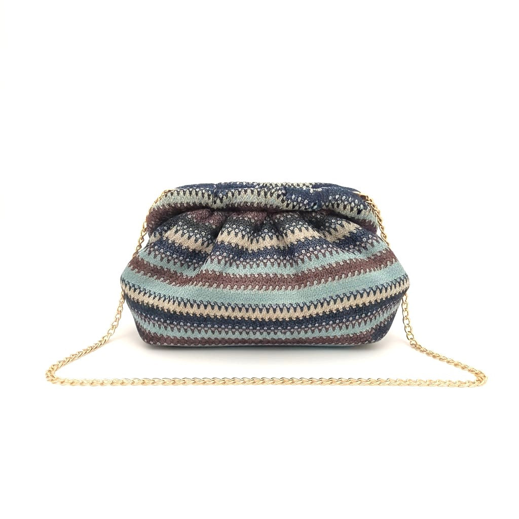 Pochette donna fantasia morbida con tracolla - Blu