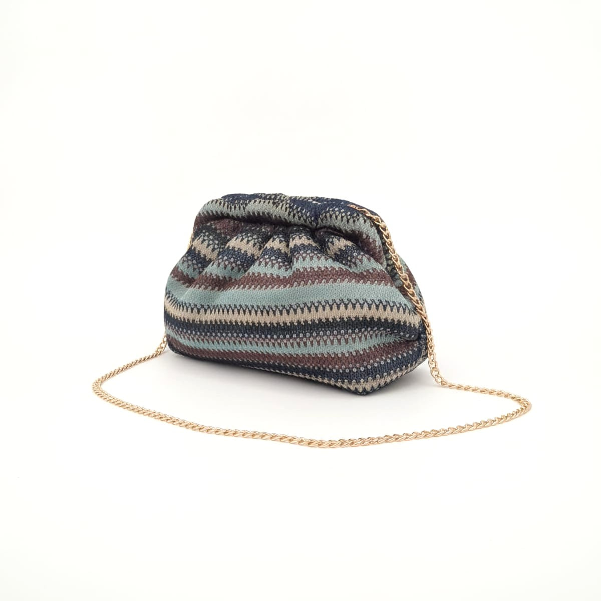 Pochette donna fantasia morbida con tracolla - Blu