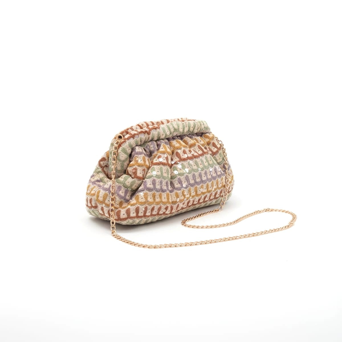 Pochette donna fantasia morbida con tracolla - Beige