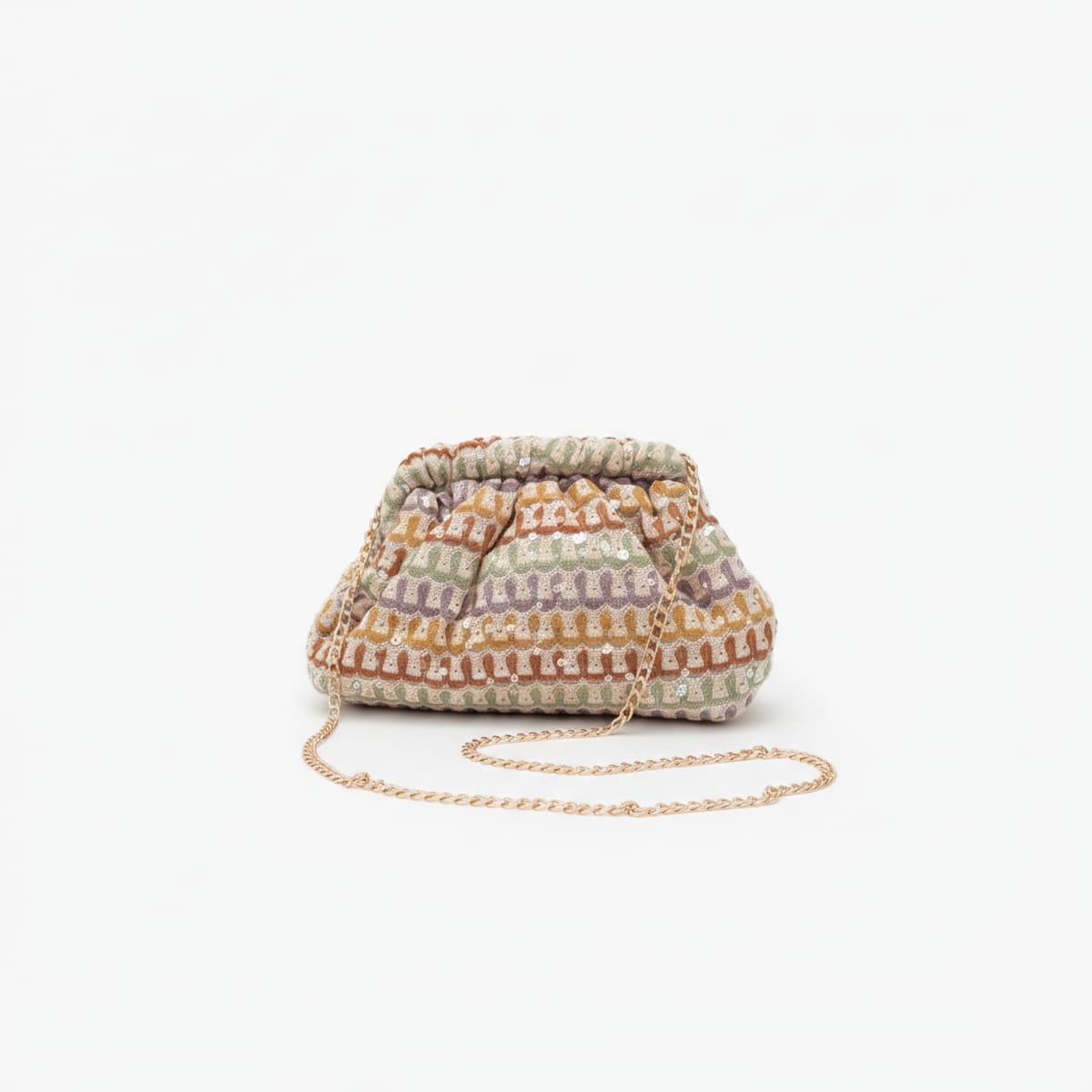Pochette donna fantasia morbida con tracolla - Beige
