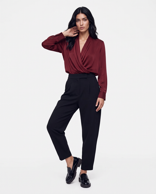 Blouse with crossover neckline - Red