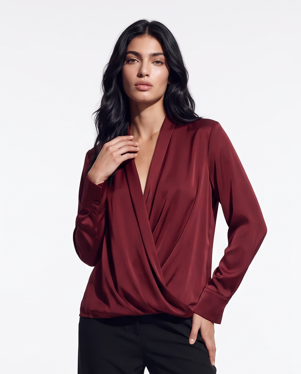 Casacca con scollo a incrocio - Vinaccia