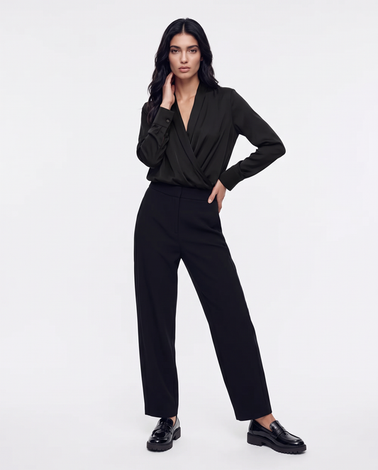 Casacca con scollo a incrocio - Nero