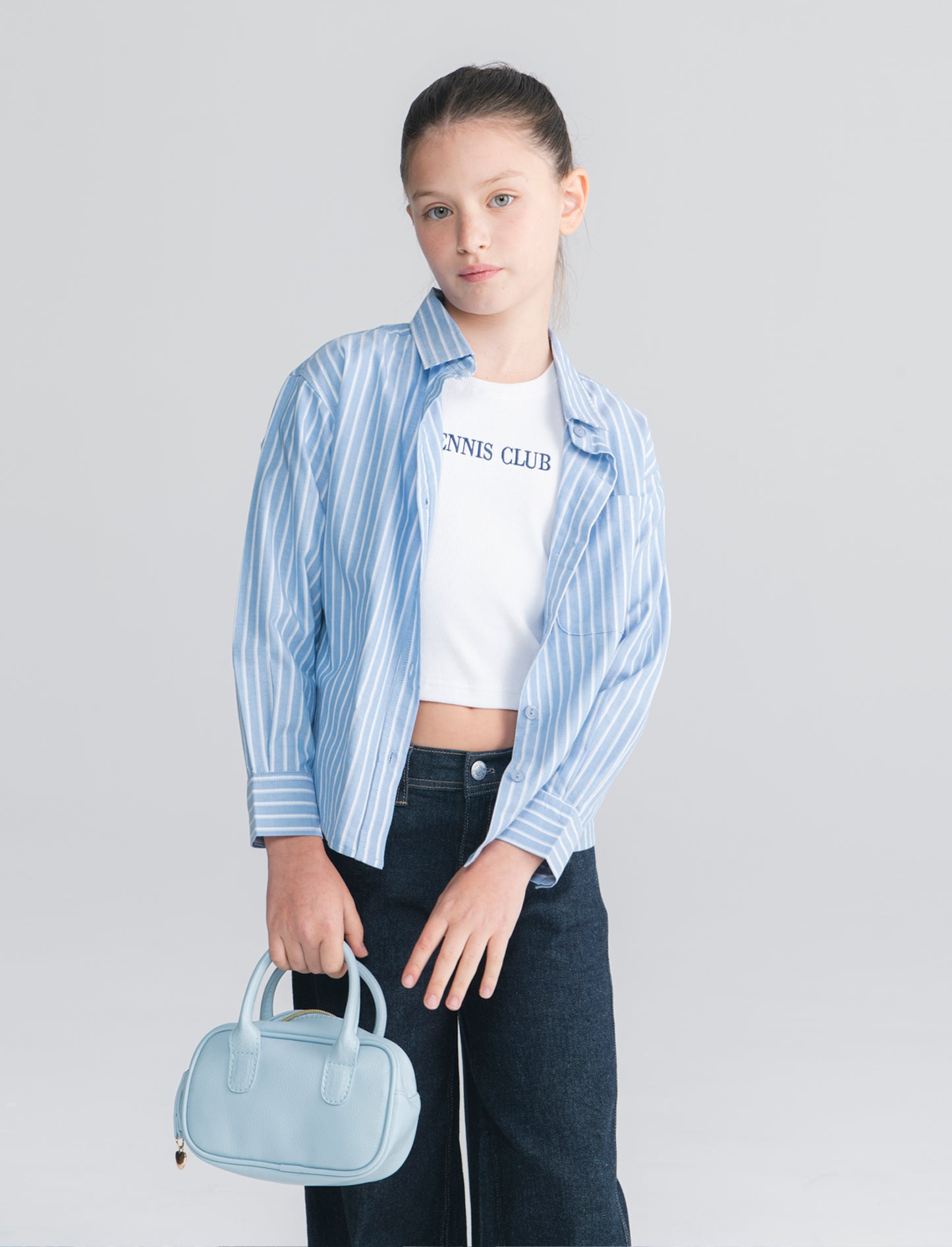Set camicia e t-shirt slim cropped - Righe