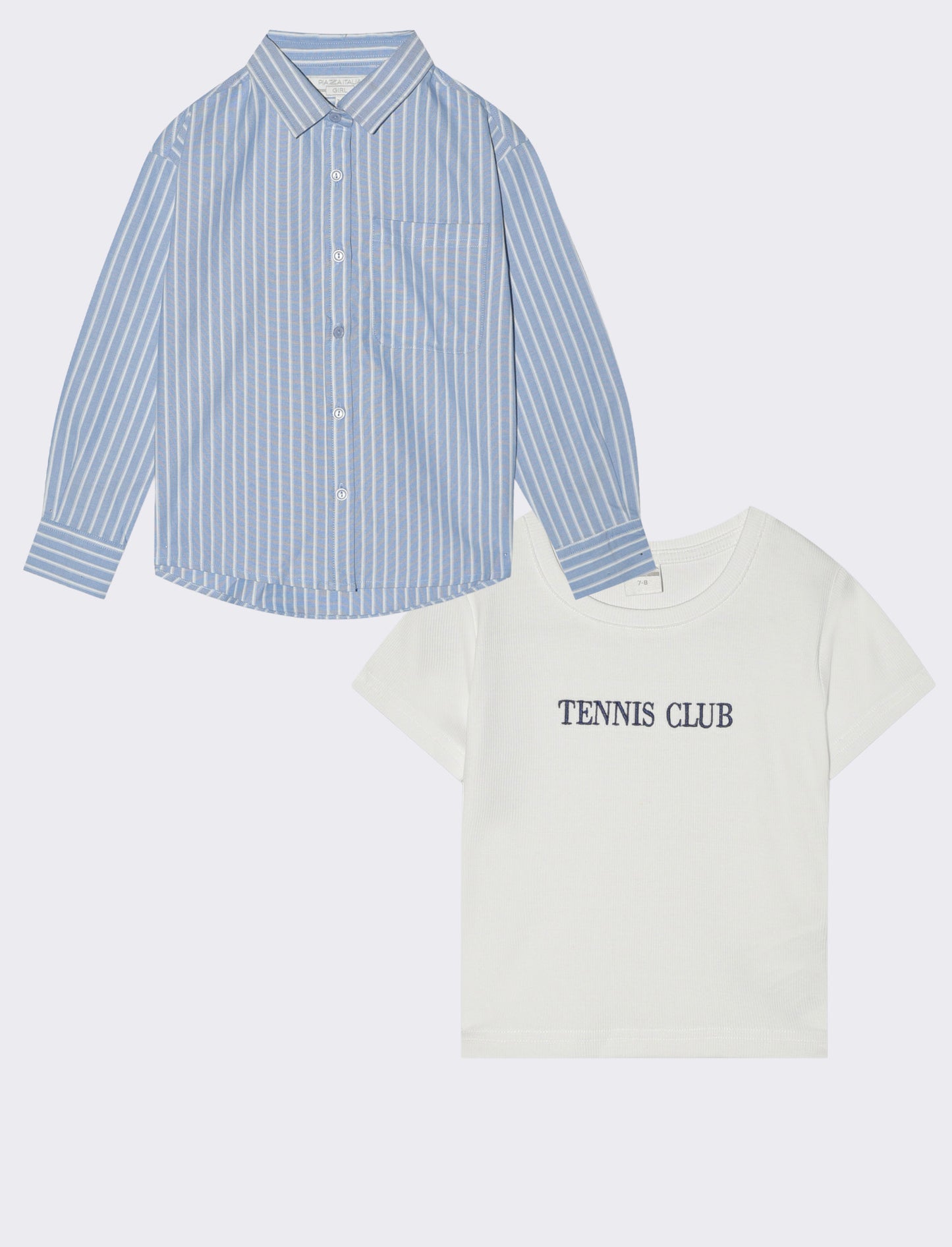 Set camicia e t-shirt slim cropped - Righe