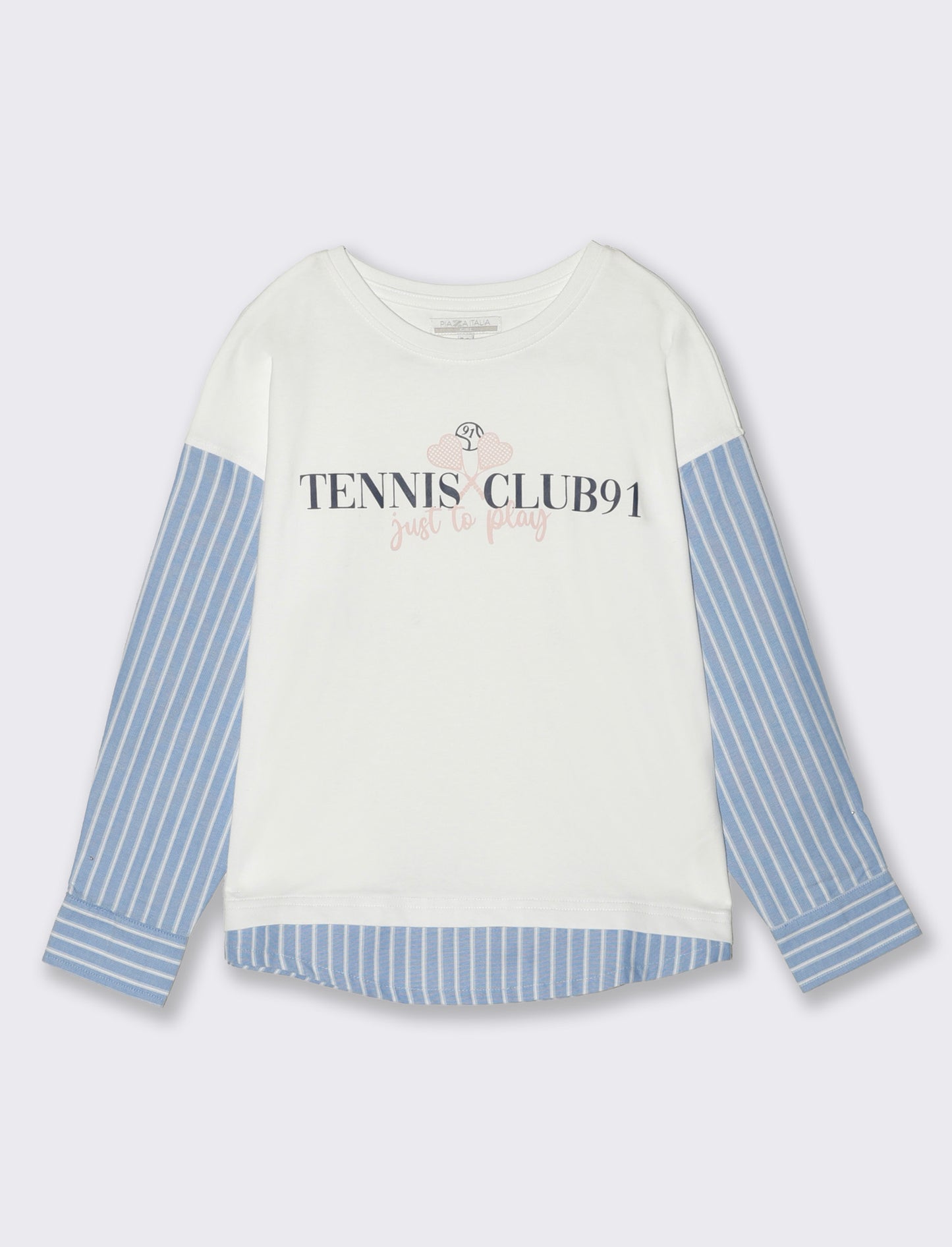 T-shirt bambina con maniche a contrasto - Righe