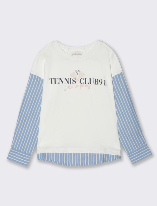 T-shirt tessuto a contrasto - Righe